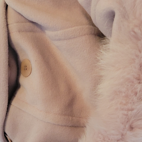 W10 Canadian made pink wool coat with detachable hood (faux fur) - Picture 3 of 10